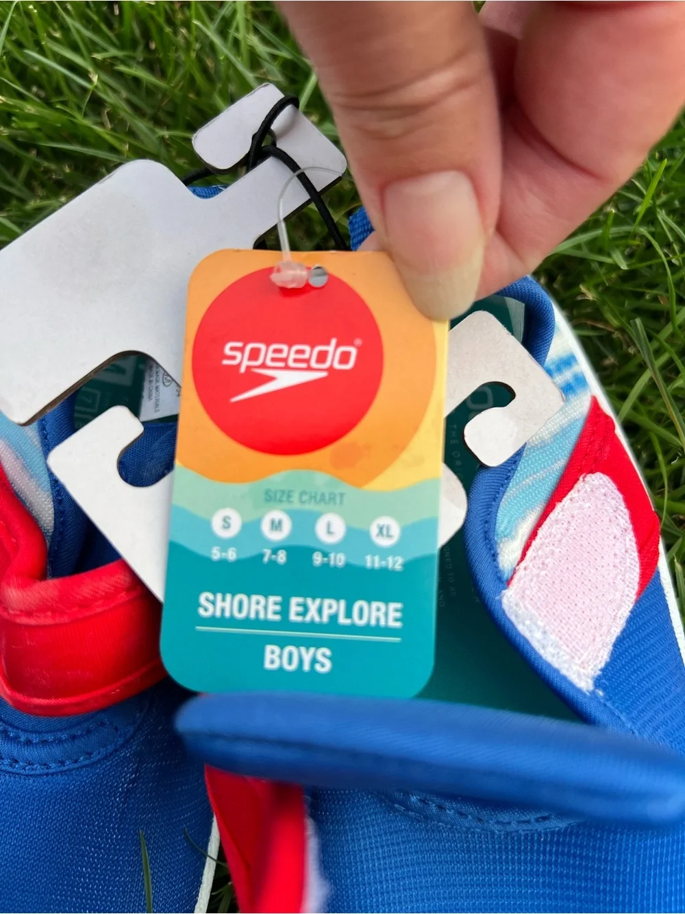 Speedo Blue and Red Kids Water Shoes with Velcro Strap